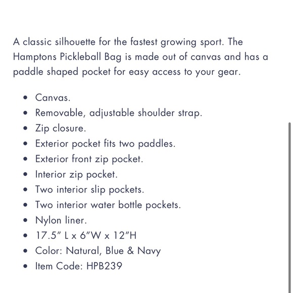 NWT Ame & Lulu Hamptons Pickleball Bag - Picture 10 of 10